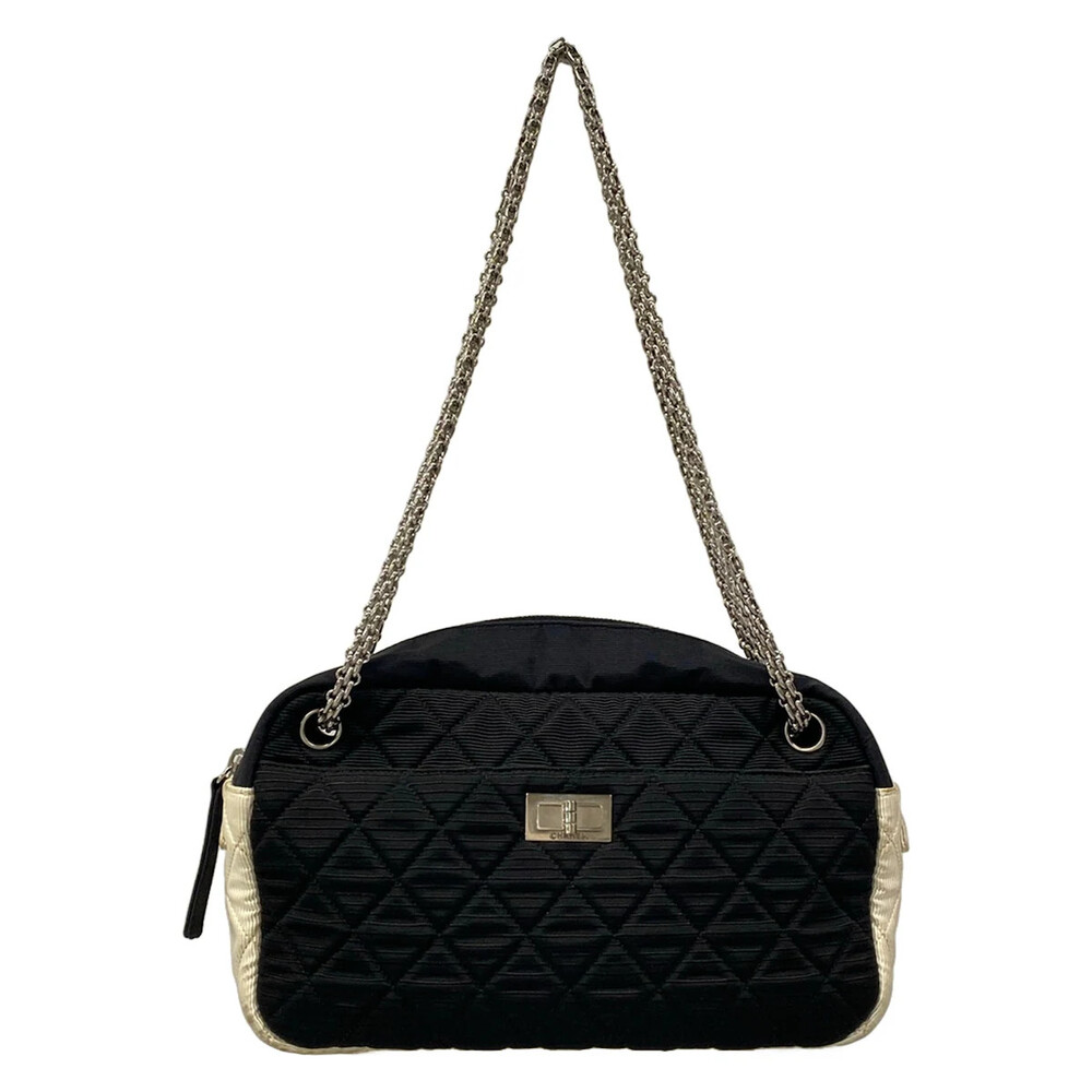 Chanel 2.55 Matelass Black White Nylon #305392C82B